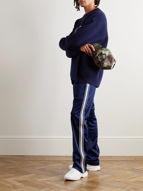 Straight-Leg Logo-Embroidered Striped Jersey Track Pants - OU Straight-Leg Logo-Embroidered Striped Jersey Track Pants - OU