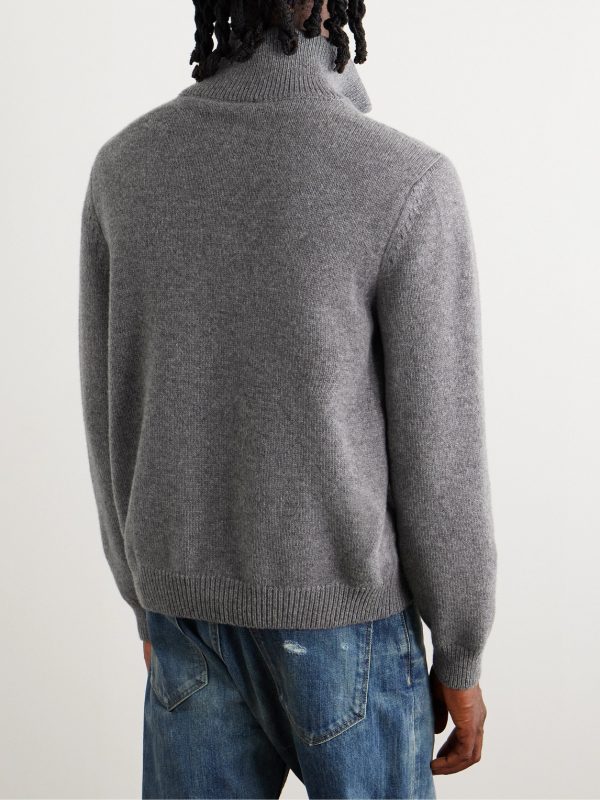 Logo-Embroidered Wool and Cashmere-Blend Half-Zip Sweater - BK Logo-Embroidered Wool and Cashmere-Blend Half-Zip Sweater - BK