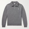 Logo-Embroidered Wool and Cashmere-Blend Half-Zip Sweater Logo-Embroidered Wool and Cashmere-Blend Half-Zip Sweater