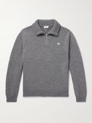 Logo-Embroidered Wool and Cashmere-Blend Half-Zip Sweater Logo-Embroidered Wool and Cashmere-Blend Half-Zip Sweater