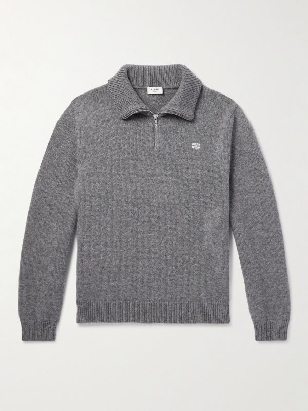 Logo-Embroidered Wool and Cashmere-Blend Half-Zip Sweater Logo-Embroidered Wool and Cashmere-Blend Half-Zip Sweater