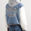 Teddy Logo-Appliquéd Denim, Leather and Jersey Hooded Varsity Jacket - BK Teddy Logo-Appliquéd Denim, Leather and Jersey Hooded Varsity Jacket - BK