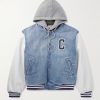 Teddy Logo-Appliquéd Denim, Leather and Jersey Hooded Varsity Jacket Teddy Logo-Appliquéd Denim, Leather and Jersey Hooded Varsity Jacket