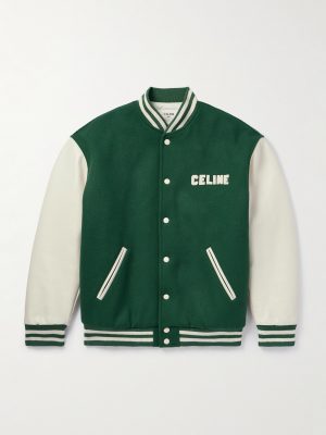 Teddy Logo-Appliquéd Wool-Blend and Leather Varsity Jacket
