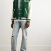 Teddy Logo-Appliquéd Wool-Blend and Leather Varsity Jacket - OU Teddy Logo-Appliquéd Wool-Blend and Leather Varsity Jacket - OU