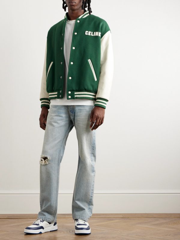 Teddy Logo-Appliquéd Wool-Blend and Leather Varsity Jacket - OU Teddy Logo-Appliquéd Wool-Blend and Leather Varsity Jacket - OU