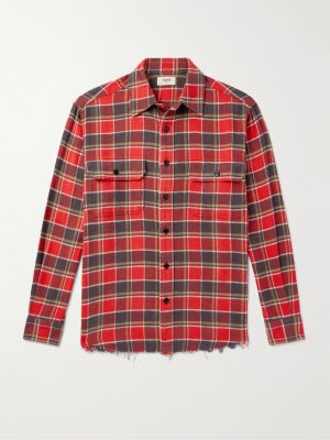 Frayed Checked Cotton-Flannel Shirt