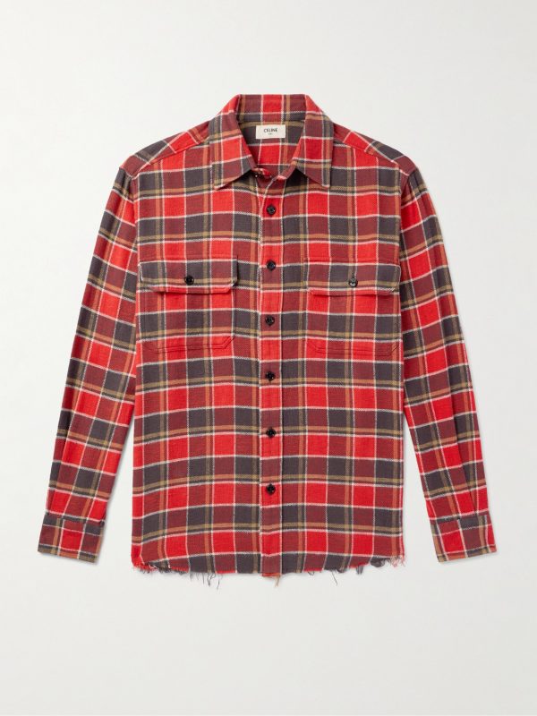 Frayed Checked Cotton-Flannel Shirt Frayed Checked Cotton-Flannel Shirt