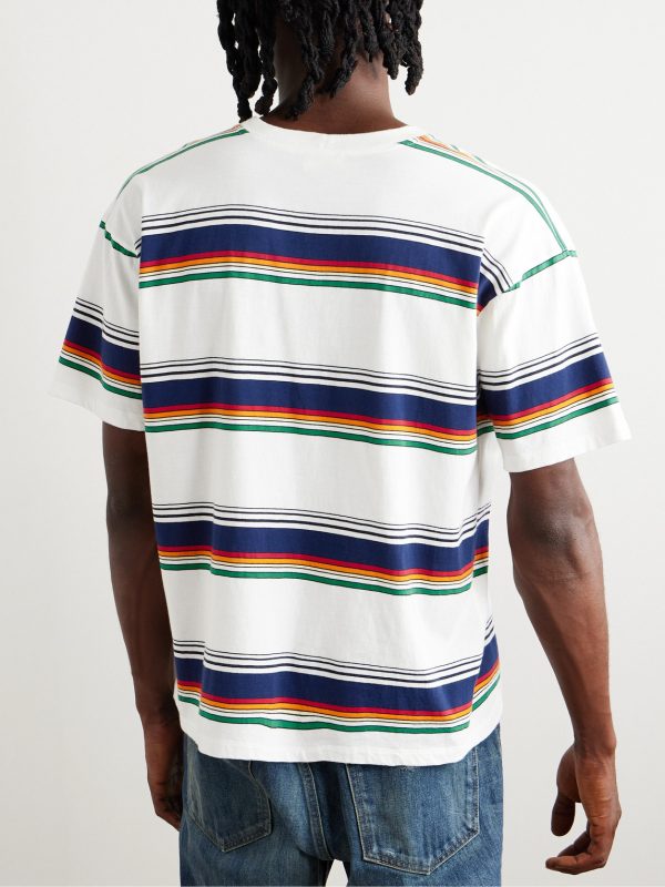Logo-Embroidered Striped Cotton-Jersey T-Shirt - BK Logo-Embroidered Striped Cotton-Jersey T-Shirt - BK