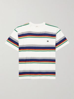 Logo-Embroidered Striped Cotton-Jersey T-Shirt