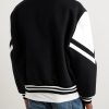 Logo-Appliquéd Virgin Wool-Blend and Leather Varsity Jacket - BK