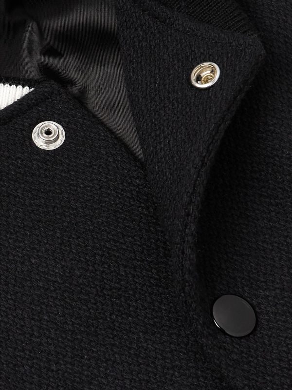 Logo-Appliquéd Virgin Wool-Blend and Leather Varsity Jacket - CU