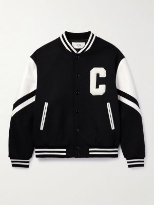Logo-Appliquéd Virgin Wool-Blend and Leather Varsity Jacket Logo-Appliquéd Virgin Wool-Blend and Leather Varsity Jacket