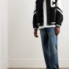 Logo-Appliquéd Virgin Wool-Blend and Leather Varsity Jacket - OU