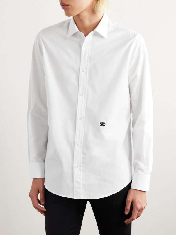Slim-Fit Logo-Embroidered Cotton-Poplin Shirt - FR Slim-Fit Logo-Embroidered Cotton-Poplin Shirt - FR