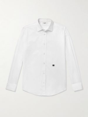 Slim-Fit Logo-Embroidered Cotton-Poplin Shirt Slim-Fit Logo-Embroidered Cotton-Poplin Shirt