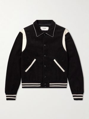 Satin-Trimmed Cotton-Corduroy Bomber Jacket