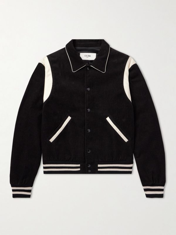 Satin-Trimmed Cotton-Corduroy Bomber Jacket Satin-Trimmed Cotton-Corduroy Bomber Jacket