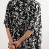 Camp-Collar Floral-Print Silk-Satin Shirt - BK
