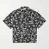 Camp-Collar Floral-Print Silk-Satin Shirt