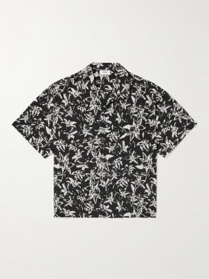 Camp-Collar Floral-Print Silk-Satin Shirt Camp-Collar Floral-Print Silk-Satin Shirt