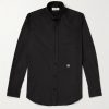 Slim-Fit Mandarin-Collar Logo-Embroidered Cotton-Poplin Shirt Slim-Fit Mandarin-Collar Logo-Embroidered Cotton-Poplin Shirt