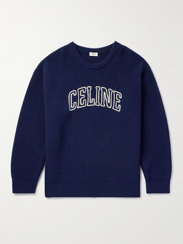 Logo-Embroidered Ribbed Wool Sweater Logo-Embroidered Ribbed Wool Sweater