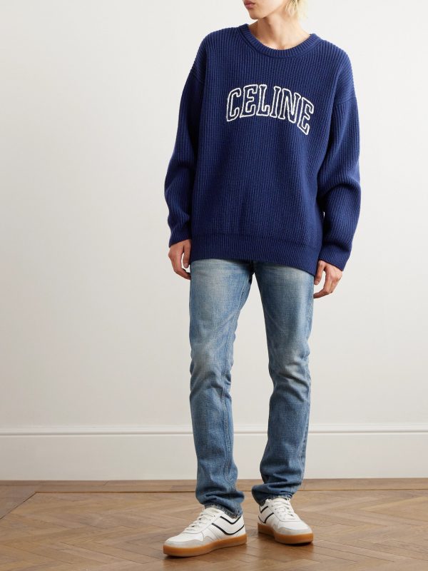 Logo-Embroidered Ribbed Wool Sweater - OU Logo-Embroidered Ribbed Wool Sweater - OU