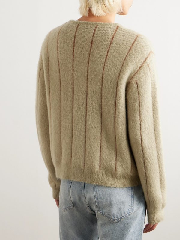 Striped Mohair-Blend Cardigan - BK Striped Mohair-Blend Cardigan - BK