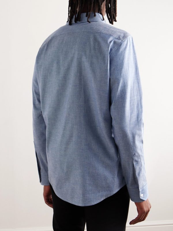 Logo-Embroidered Cotton-Chambray Shirt - BK