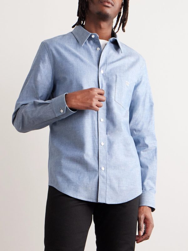 Logo-Embroidered Cotton-Chambray Shirt - FR