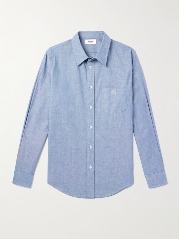 Logo-Embroidered Cotton-Chambray Shirt
