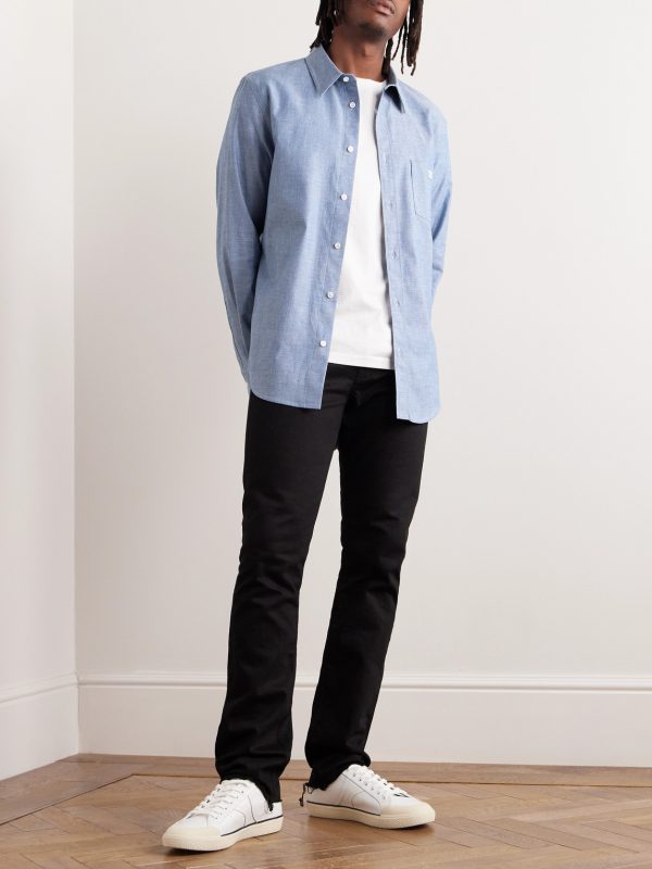 Logo-Embroidered Cotton-Chambray Shirt - OU