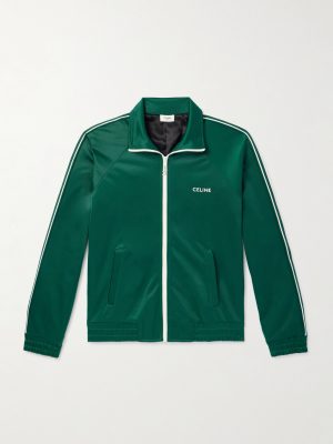 Striped Logo-Embroidered Jersey Track Jacket