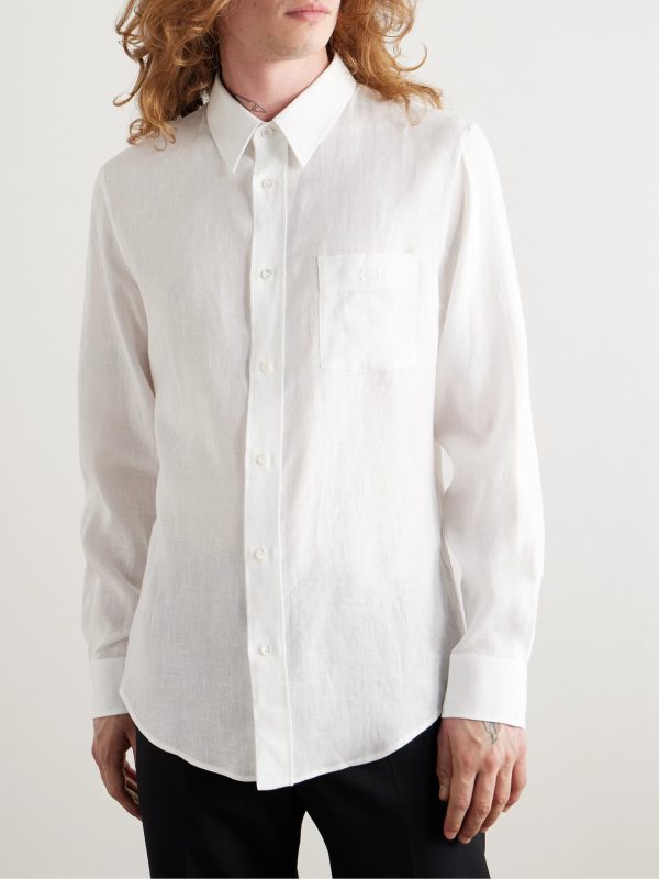Logo-Embroidered Linen Shirt - FR