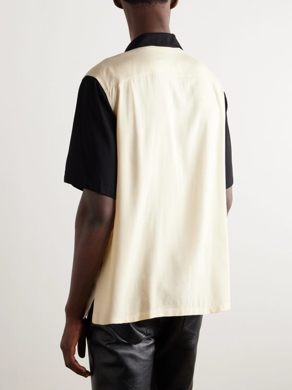 Rockabilly Convertible-Collar Logo-Embroidered Voile Shirt - BK
