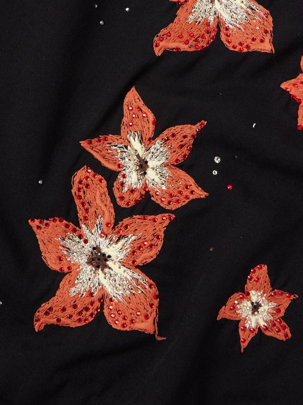 Camp-Collar Crystal-Embellished Embroidered Satin Shirt - E1 Camp-Collar Crystal-Embellished Embroidered Satin Shirt - E1