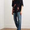 Camp-Collar Crystal-Embellished Embroidered Satin Shirt - OU Camp-Collar Crystal-Embellished Embroidered Satin Shirt - OU