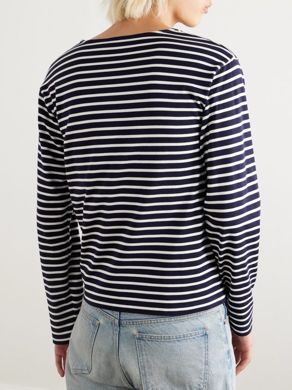 Logo-Embroidered Striped Cotton-Jersey T-Shirt - BK Logo-Embroidered Striped Cotton-Jersey T-Shirt - BK