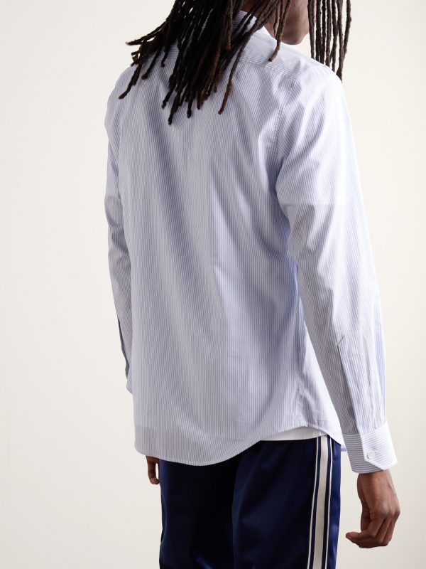 Logo-Embroidered Striped Cotton-Voile Shirt - BK