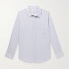 Logo-Embroidered Striped Cotton-Voile Shirt