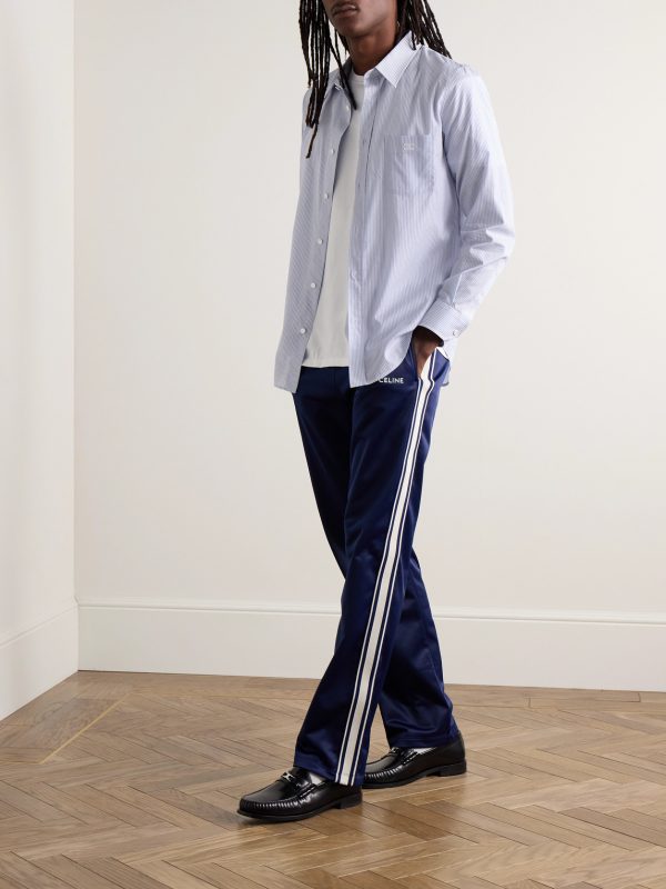 Logo-Embroidered Striped Cotton-Voile Shirt - OU