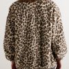 Oversized Logo-Embroidered Leopard-Print Wool-Blend Fleece Jacket - BK