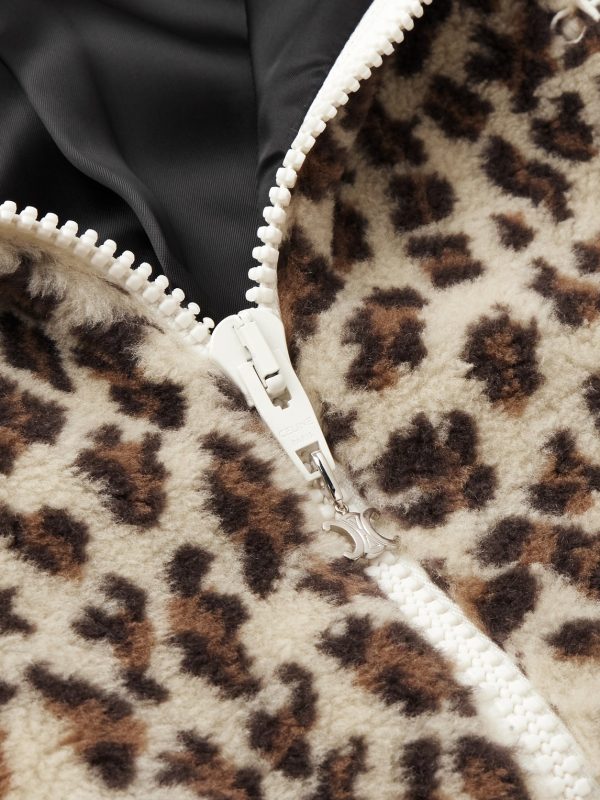 Oversized Logo-Embroidered Leopard-Print Wool-Blend Fleece Jacket - CU