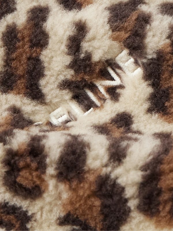 Oversized Logo-Embroidered Leopard-Print Wool-Blend Fleece Jacket - E1