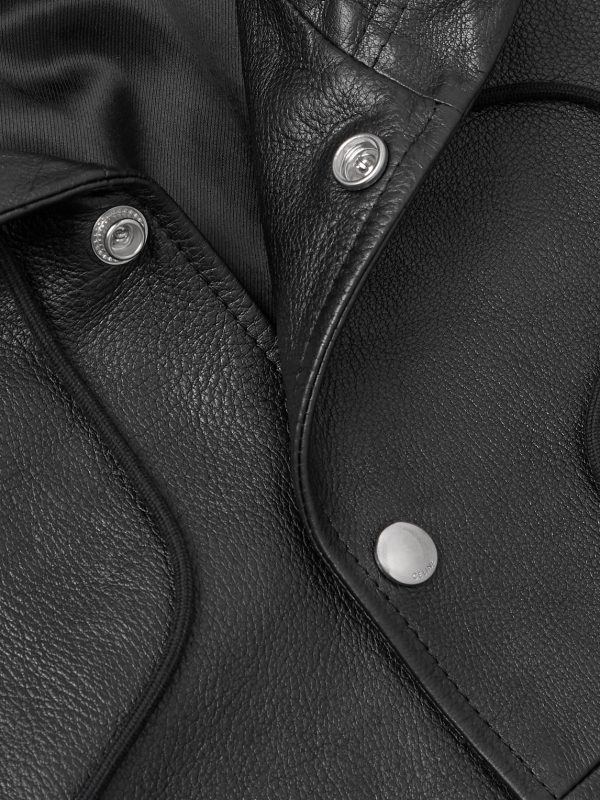 Printed Leather Hooded Blouson Jacket - CU Printed Leather Hooded Blouson Jacket - CU