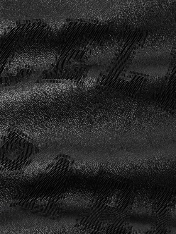 Printed Leather Hooded Blouson Jacket - E1 Printed Leather Hooded Blouson Jacket - E1