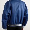 Logo-Appliquéd Striped Satin Bomber Jacket - BK Logo-Appliquéd Striped Satin Bomber Jacket - BK