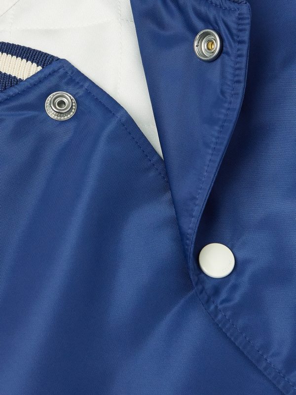 Logo-Appliquéd Striped Satin Bomber Jacket - CU Logo-Appliquéd Striped Satin Bomber Jacket - CU