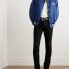 Logo-Appliquéd Striped Satin Bomber Jacket - OU Logo-Appliquéd Striped Satin Bomber Jacket - OU